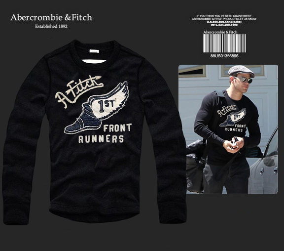 Abercrombie Fitch Hombres De Cuello Redondo Con Gente Fotos Largo Remera AF6131